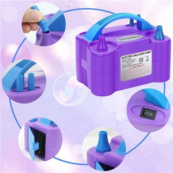 Balloons Pump Kit Electric Balloon Garland Arch Kit Air Blower Inflator, Purple - Picture 2 of 6